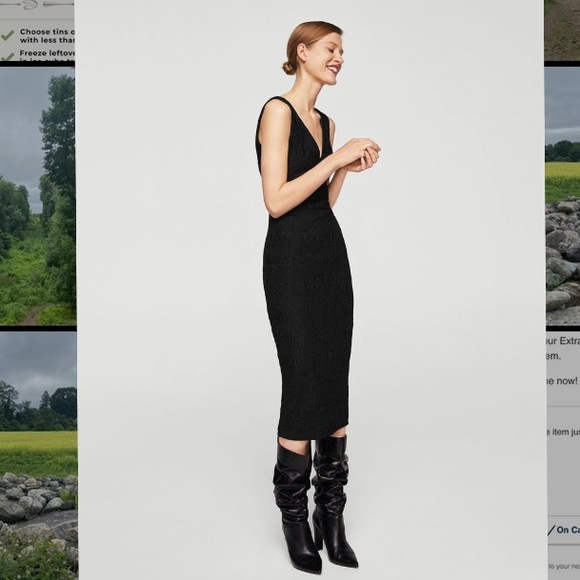 Mango black midi textured dress - Picture 4 of 4